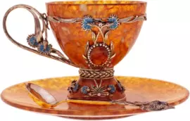 Чайный набор из янтаря "Васильки"