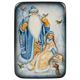 Шкатулка "Зимушка" Подображная, Федоскино