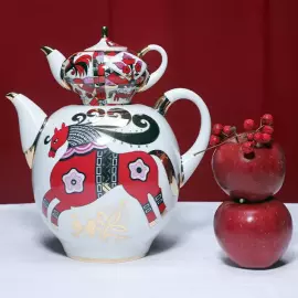 Чайник заварочный фарфоровый "Новгородский. Красный конь"