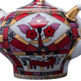 Чайник заварочный фарфоровый "Новгородский. Красный конь"