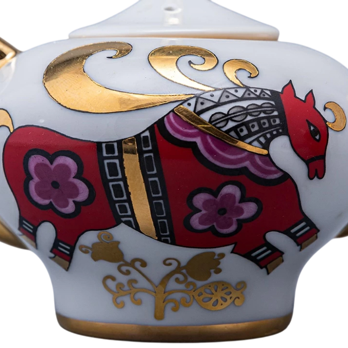 Чайник заварочный фарфоровый "Новгородский. Красный конь"