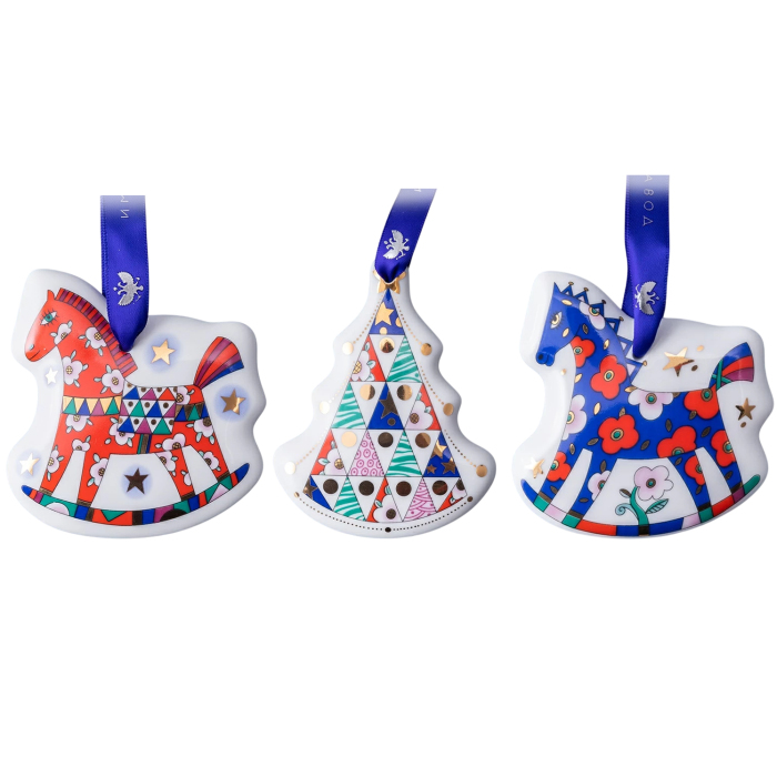 Набор елочных фарфоровых игрушек "Ёлки-иголки" 3 шт