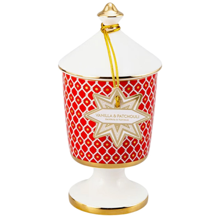 Свеча ароматическая с подсвечником "Скарлетт. Аромат Ваниль-Пачули"