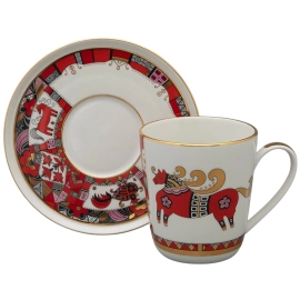 Пара чайная фарфоровая "Колокол. Красный конь"