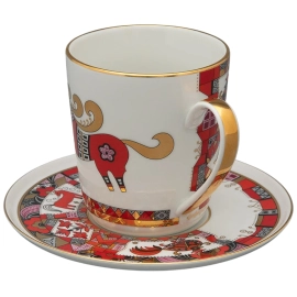 Пара чайная фарфоровая "Колокол. Красный конь"