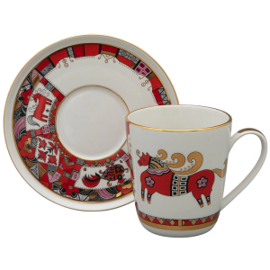 Набор чайный фарфоровый "Колокол. Красный конь" на 2 персоны