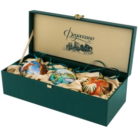 Набор ёлочных шаров "Конек-Горбунок" 3 шт, Федоскино