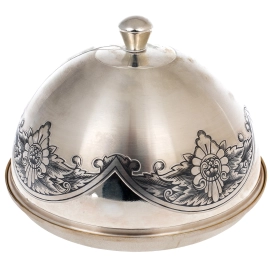 Сырница серебряная с ножом "Черновой рисунок"