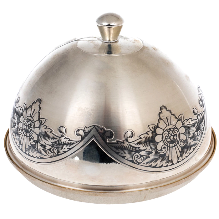 Silver cheese bowl with a knife "Rough drawing"