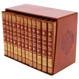 Книги в кожанном переплете "Великие российские предприниматели" 12 томов, в футляре