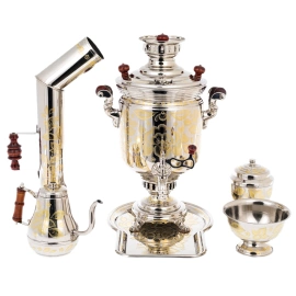 Набор чайный "Цветочек" с самоваром, 5 литров