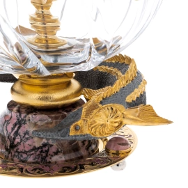 Икорница "Посейдон" на подставке из родонита, Златоуст