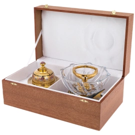 Икорница "Посейдон" на подставке из родонита, Златоуст