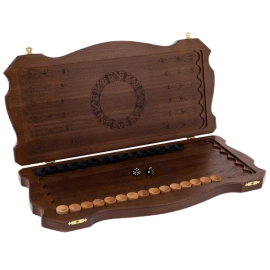 Backgammon carved from beech "Coat of Arms of the Russian Federation"