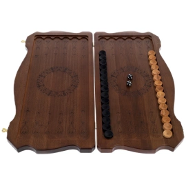 Backgammon carved from beech "Coat of Arms of the Russian Federation"