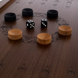 Backgammon carved from beech "Coat of Arms of the Russian Federation"