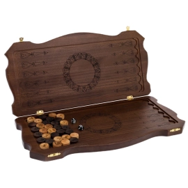 Backgammon 3in1 carved from beech "Lion"