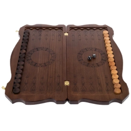 Backgammon 3in1 carved from beech "Lion"