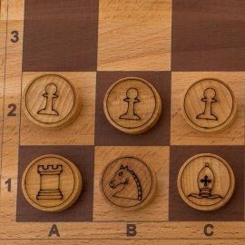 Backgammon 3in1 carved from beech "Lion"