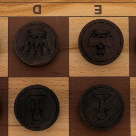 Backgammon 3in1 carved from beech "Lion"