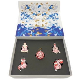 Набор серебряных елочных игрушек "Новый год" 5 шт