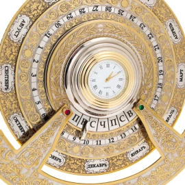 Часы "Вечный календарь" на подставке из яшмы, Златоуст