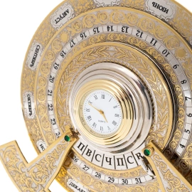 Часы "Вечный календарь" на подставке из нефрита, Златоуст