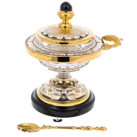 Икорница "Осетр" на подставке из долерита, Златоуст