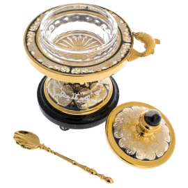 Икорница "Осетр" на подставке из долерита, Златоуст