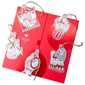 Набор фарфоровых елочных игрушек "Гранд цирк" в формате адвент-календаря, 5 шт