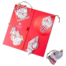 Набор фарфоровых елочных игрушек "Гранд цирк" в формате адвент-календаря, 5 шт