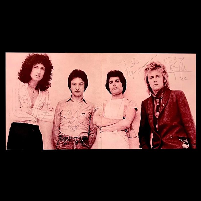 The album "Jazz" with 4 autographs of the members of the rock band Queen: Freddie Mercury, Brian May, Roger Taylor and John Deacon