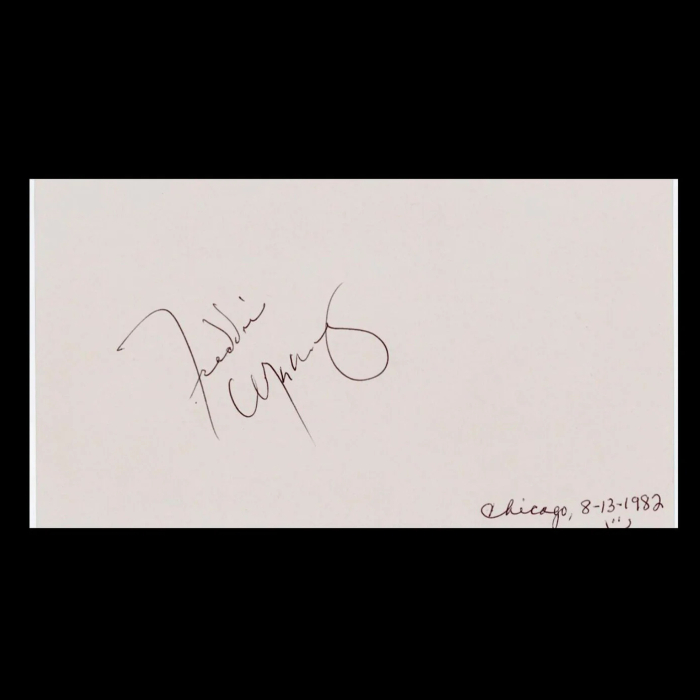 Карточка с автографом участника рок-группы Queen: Фредди Меркьюри