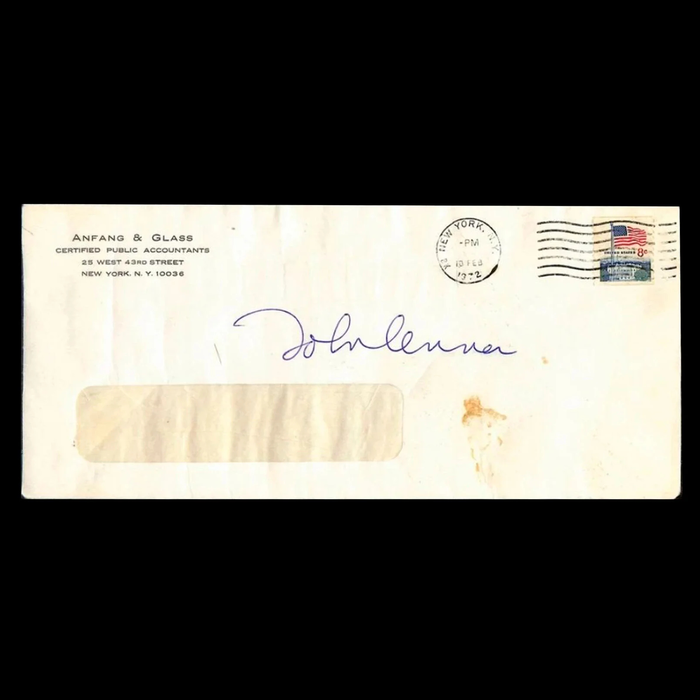 An autographed envelope by singer John Lennon