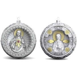 Набор серебряных елочных шаров "Спаситель и Матрона" 2 шт