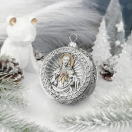 Набор серебряных елочных шаров "Спаситель и Матрона" 2 шт