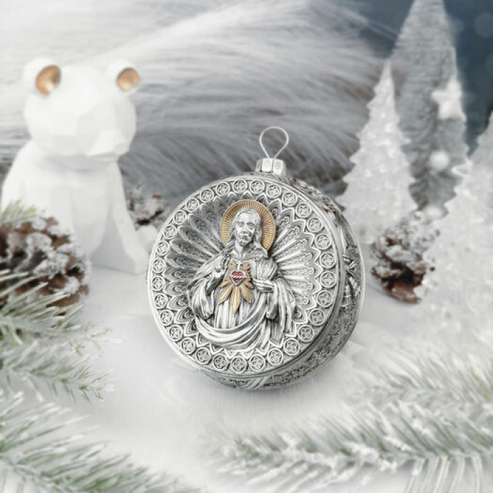 Набор серебряных елочных шаров "Спаситель и Матрона" 2 шт