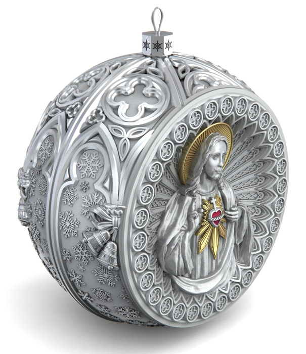 Набор серебряных елочных шаров "Спаситель и Матрона" 2 шт