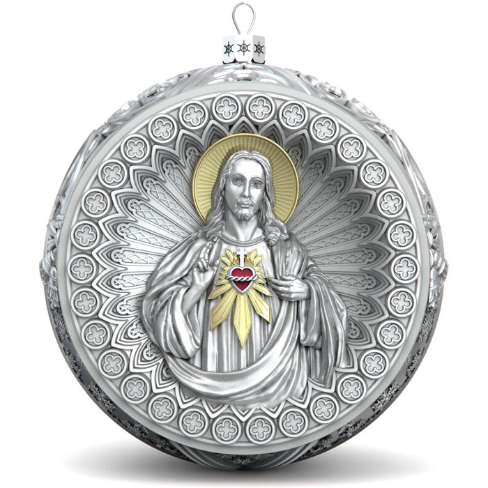 Набор серебряных елочных шаров "Спаситель и Матрона" 2 шт