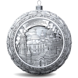 Набор серебряных елочных шаров "Спаситель и Матрона" 2 шт