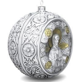 Набор серебряных елочных шаров "Спаситель и Матрона" 2 шт