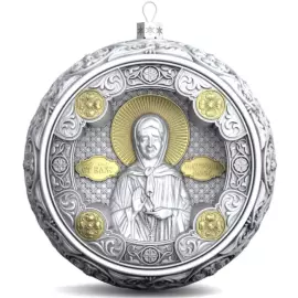 Набор серебряных елочных шаров "Спаситель и Матрона" 2 шт