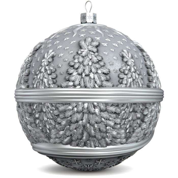 Набор серебряных елочных шаров "Зимние забавы" 4 шт