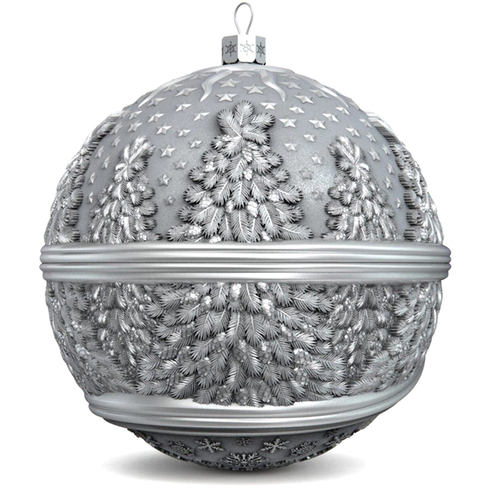 Set of silver Christmas tree balls "Winter fun" 4 pcs
