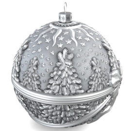 Набор серебряных елочных шаров "Зимние забавы" 4 шт