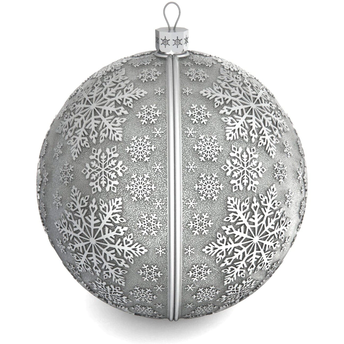 Set of silver Christmas tree balls "Winter fun" 4 pcs