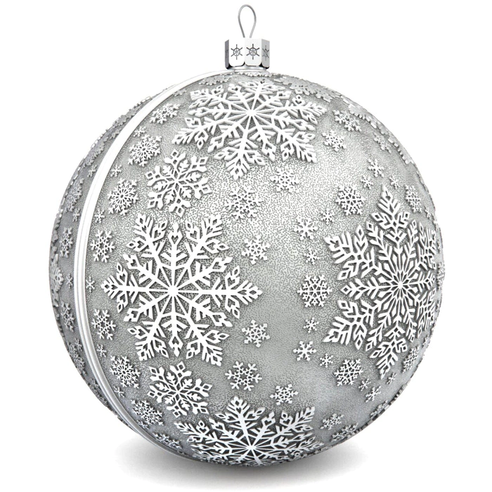Set of silver Christmas tree balls "Winter fun" 4 pcs