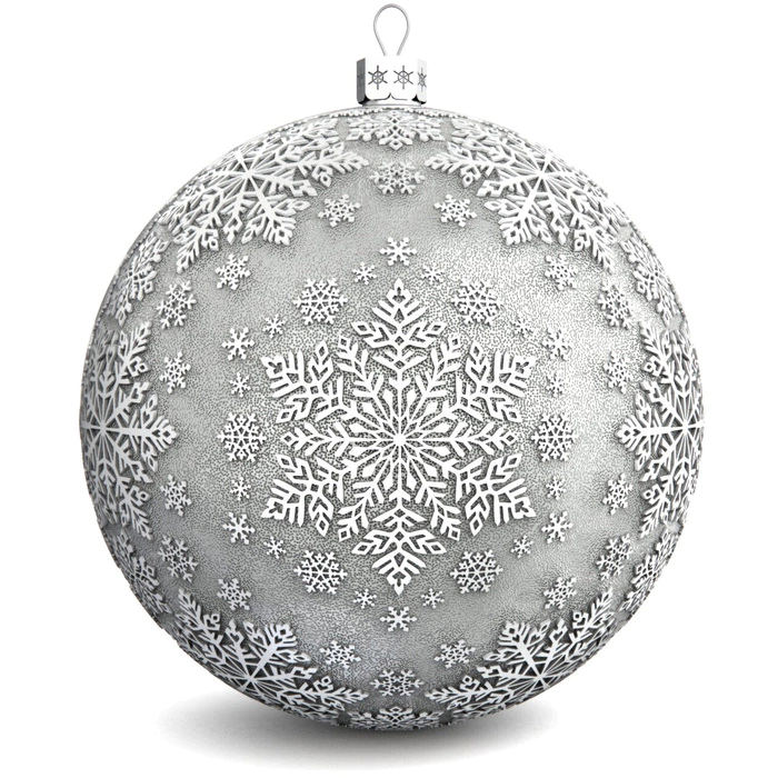 Set of silver Christmas tree balls "Winter fun" 4 pcs