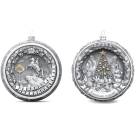 Набор серебряных елочных шаров "Праздничный Петербург" 2 шт