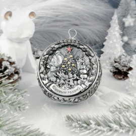 Набор серебряных елочных шаров "Праздничный Петербург" 2 шт